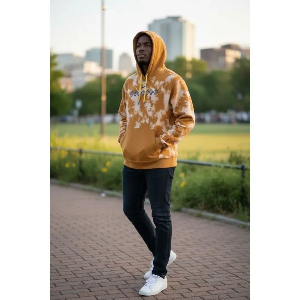 Nike N7 Hoodie Tie Dye Pullover Sweatshirt Brown Native Medium Mens